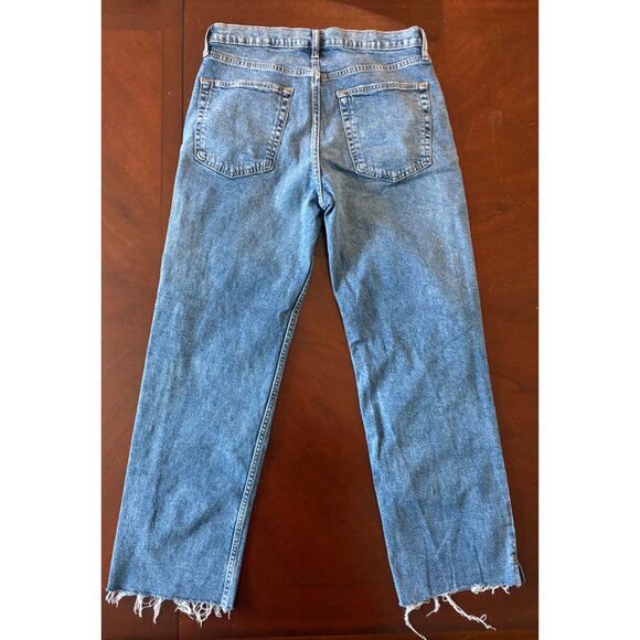 GAP ‘90s Loose Mid Rise Jeans Vintage Destructed Straight Leg Size 28 Long Tall - Picture 3 of 11